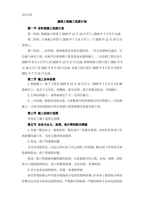 建筑工程施工进度计划
