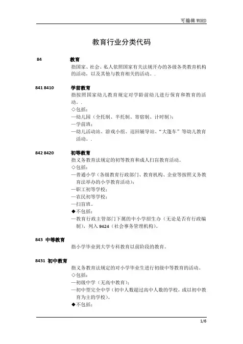 教育行业分类代码分享