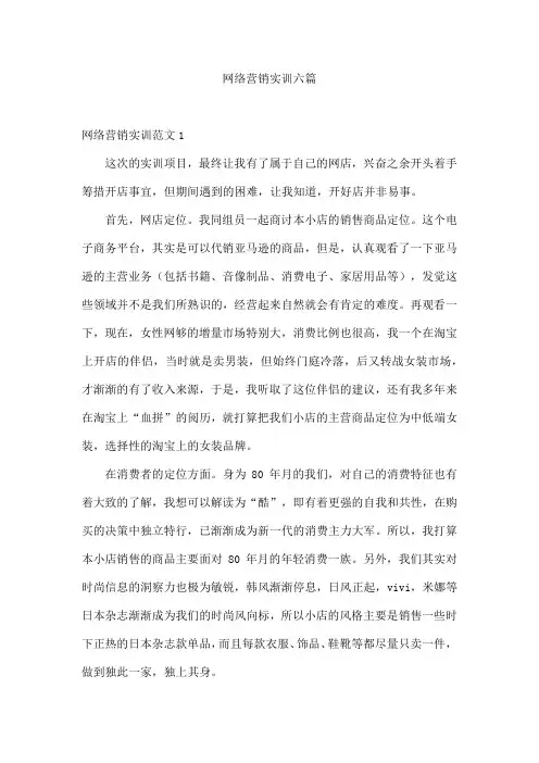 网络营销实训六篇