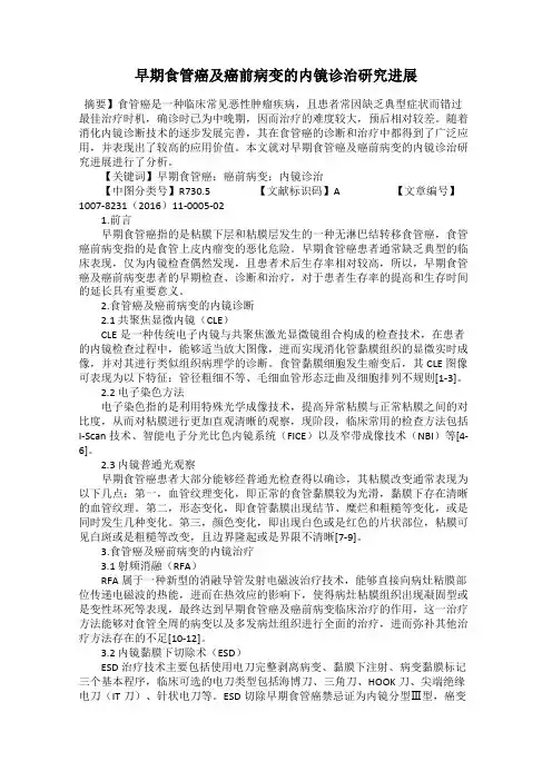 早期食管癌及癌前病变的内镜诊治研究进展