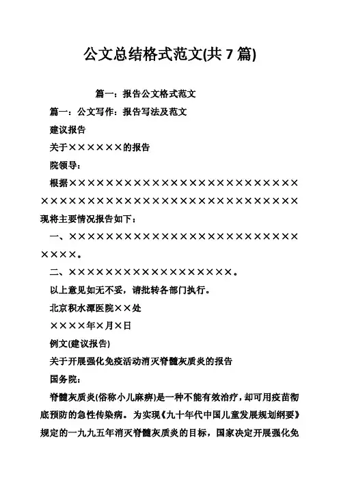 公文总结格式范文（共7篇）