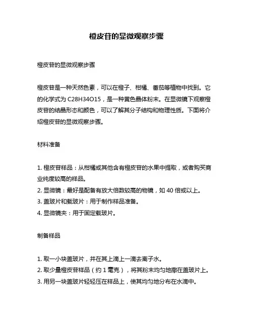 橙皮苷的显微观察步骤