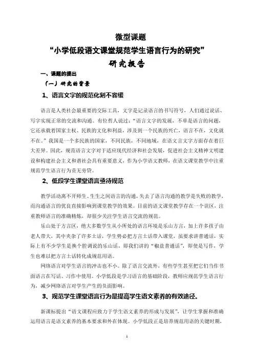微型课题研究报告