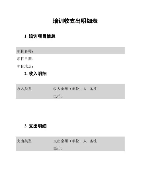 培训收支出明细表