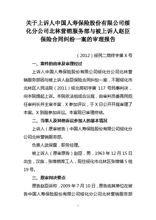二审法院审理报告