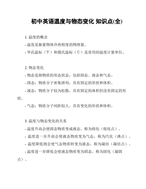 初中英语温度与物态变化 知识点(全)