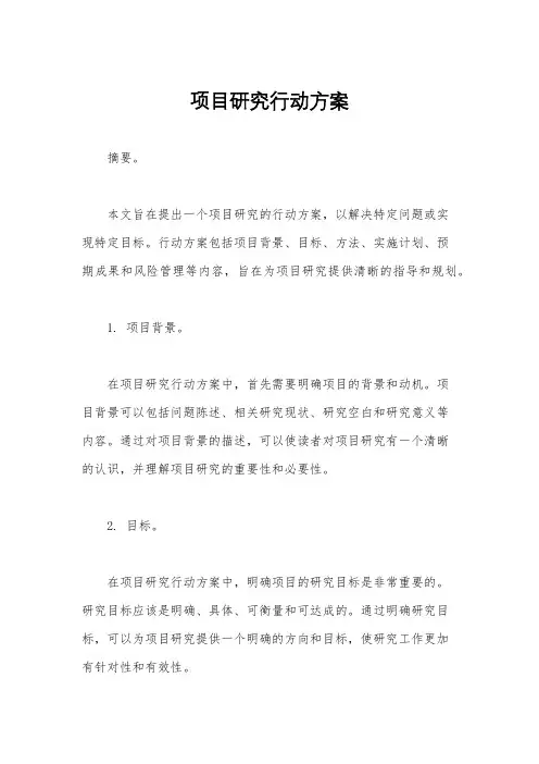 项目研究行动方案