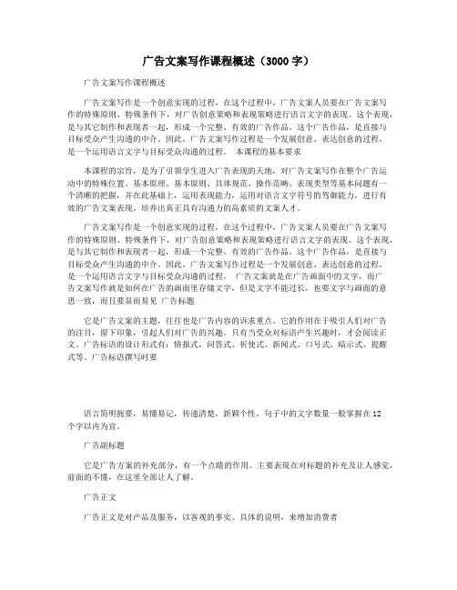 广告文案写作课程概述(3000字)
