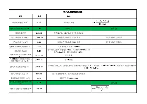 鼓风机功率配置计算