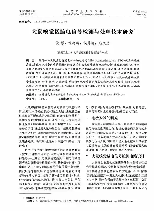 大鼠嗅觉区脑电信号检测与处理技术研究