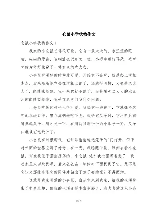 仓鼠小学状物作文