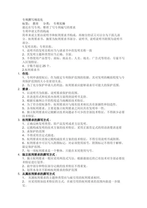专利撰写规范要求