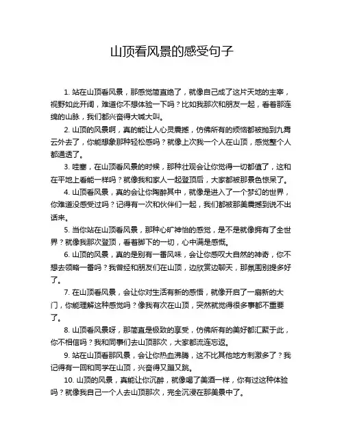 山顶看风景的感受句子