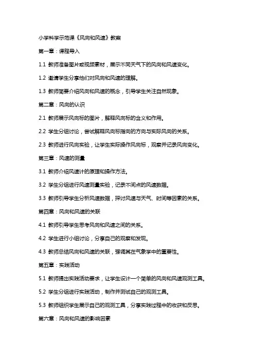 小学科学示范课《风向和风速》教案