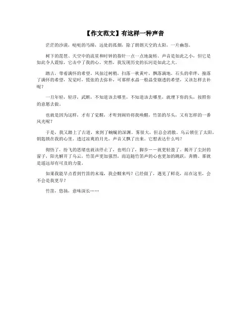 【作文范文】有这样一种声音