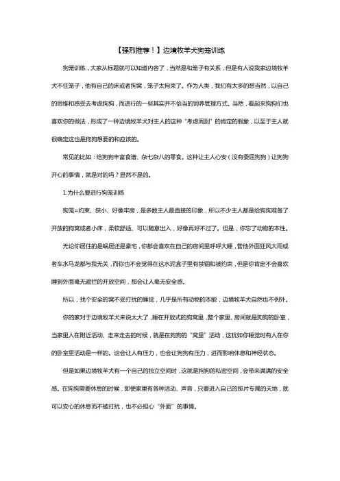 【强烈推荐!】边境牧羊犬狗笼训练