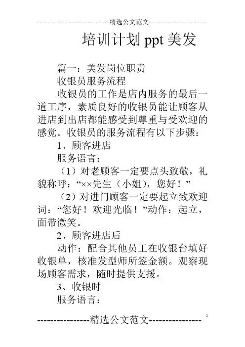 培训计划ppt美发