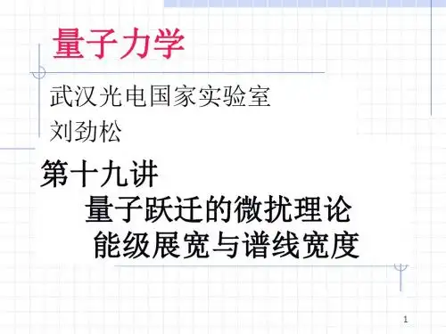 华中科技大学《量子力学》20讲-量子跃迁