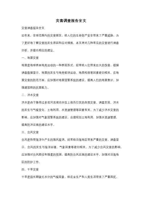 灾害调查报告全文