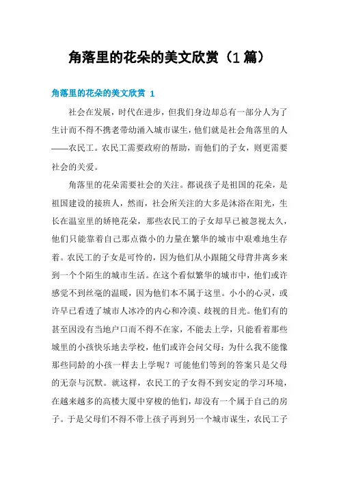 角落里的花朵的美文欣赏(1篇)