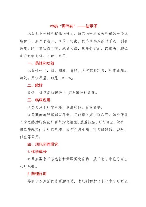 中药“理气药”——娑罗子