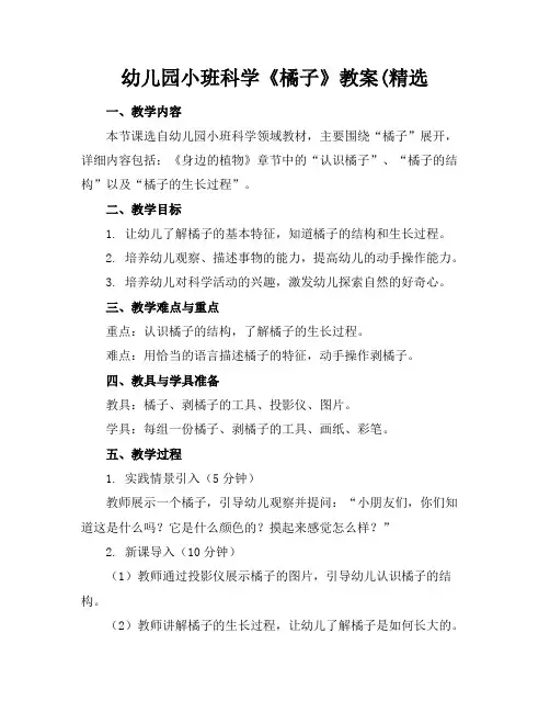 幼儿园小班科学《橘子》教案(精选