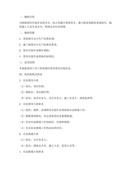 塔吊吊装应急预案