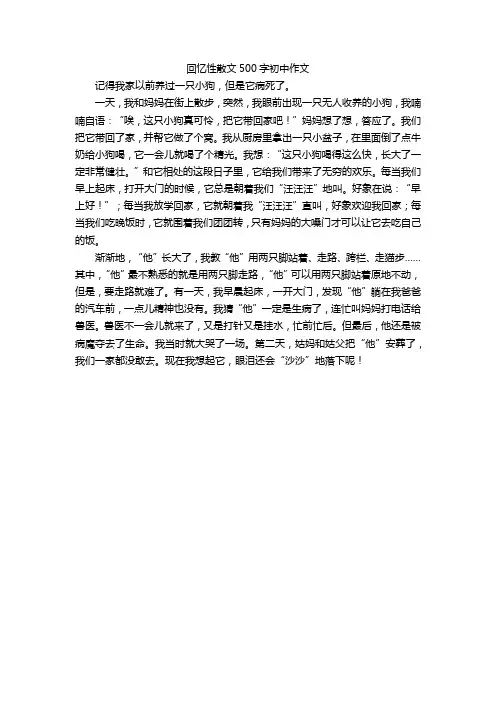 回忆性散文500字初中作文