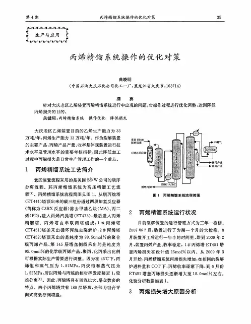 丙烯精馏系统操作的优化对策