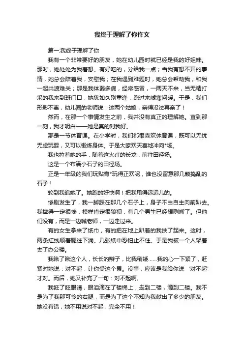 我终于理解了你作文