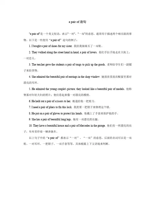 a pair of造句简单