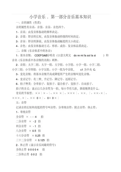 小学音乐知识点汇总(打印)