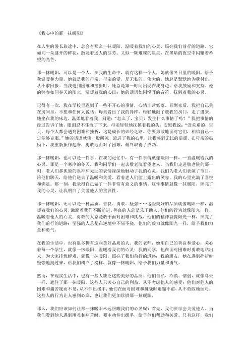 我心中的那一抹暖阳
