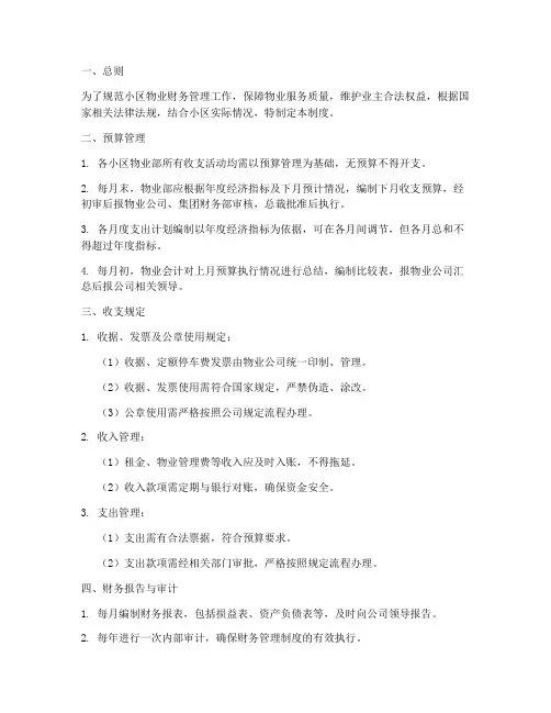 小区物业财务管理制度精简版
