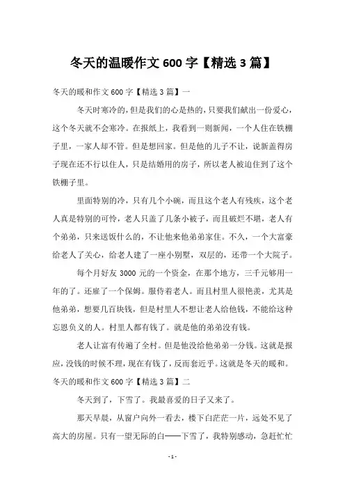 冬天的温暖作文600字【3篇】