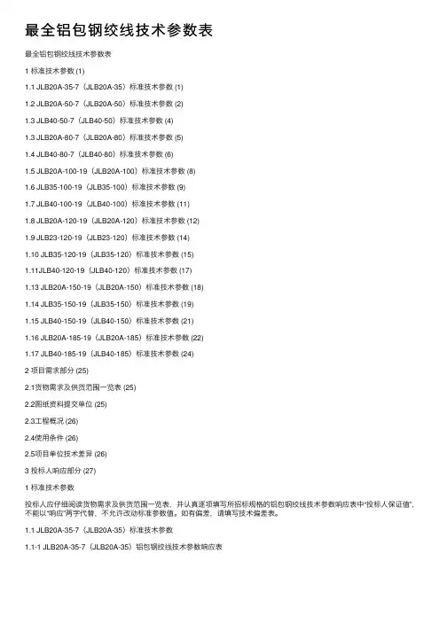 最全铝包钢绞线技术参数表