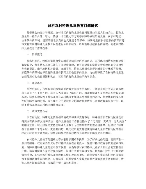 浅析农村特殊儿童教育问题研究