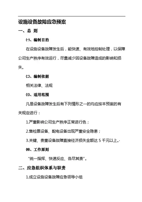 设施设备故障应急预案