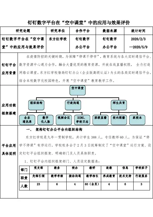 钉钉数字办公平台在网络教学中的应用与评价