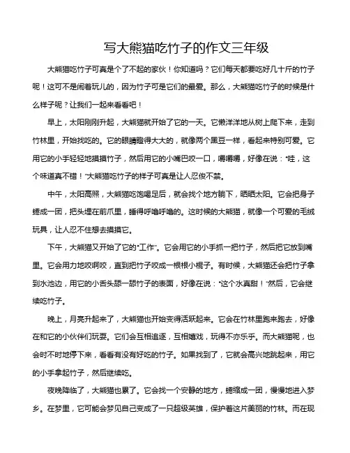 写大熊猫吃竹子的作文三年级