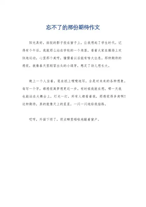 忘不了的那份期待作文