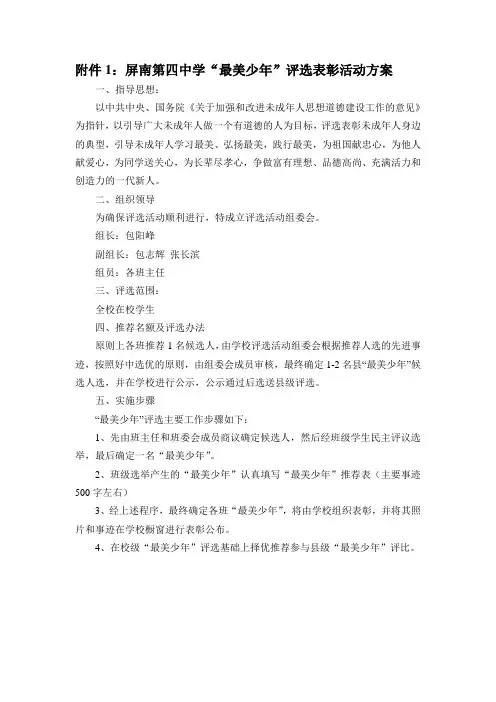 最美少年评选方案附件1