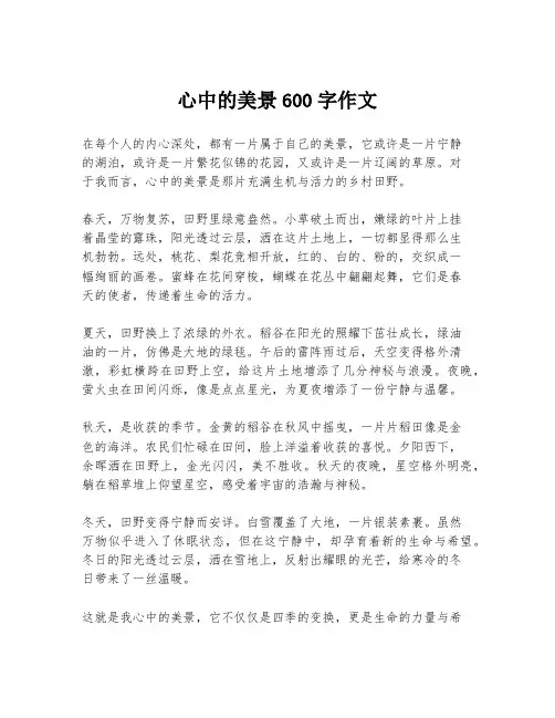 心中的美景600字作文