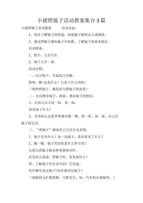 小猪照镜子活动教案集合3篇