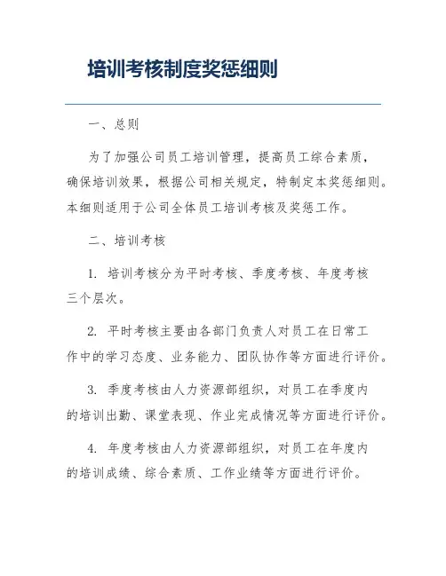 培训考核制度奖惩细则