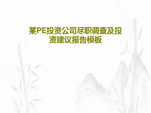 某PE投资公司尽职调查及投资建议报告模板共76页