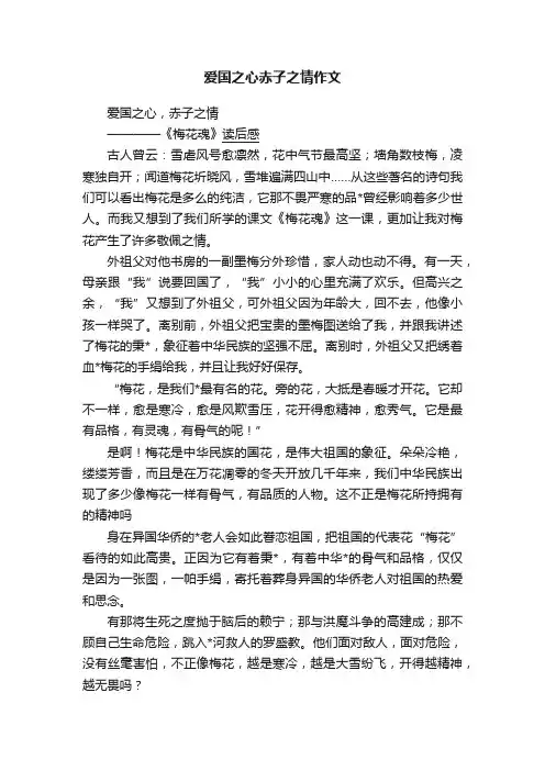 爱国之心赤子之情作文