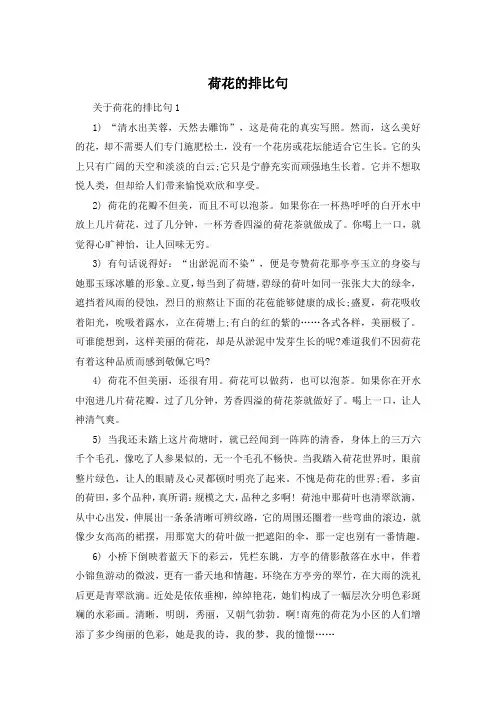 荷花的排比句