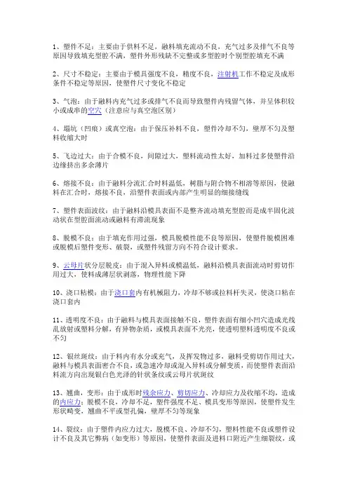 注塑模具试模出现的问题