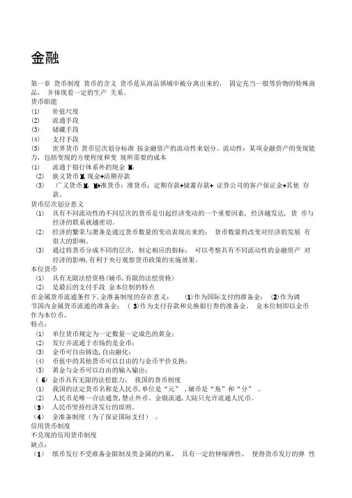 货币金融学知识点详细